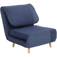 2-in-1 Schlafsofa Schlafsessel Verstellbar Klappmatratze Gästebett im Cord-Optik, für Schlafzimmer, Wohnzimmer Blau 82 x 89 x 83 cm - Homcom von HOMCOM