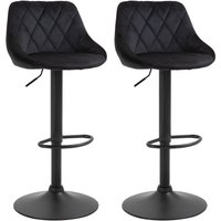 2er-Set Barhocker, Drehstuhl, höhenverstellbarer Bistrohocker, Barstuhl mit Fußstütze, Rückenlehne, Tresenhocker, Samt, Metall, Schwarz, 46 x 48 x 83-104 cm 2er-Set Barhocker, Drehstuhl, höhenverstellbarer Bistrohocker, Barstuhl mit Fußstütze, Rückenlehne, Tresenhocker, Samt, Metall, Schwarz, 46 x 48 x 83-104 cm von HOMCOM