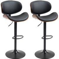 2er-Set Barhocker, Höhenverstellbarer Küchenhocker aus Kunstleder Schwarz von HOMCOM