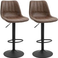 2er Set Barhocker 91-111 cm Höhenverstellbarer Küchenhocker mit Fußring von HOMCOM