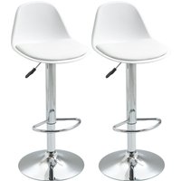 2er-Set Barhocker Barstühle Drehstühle mit Lehne modernem Design höhenverstellbar für Bartheke Küche Weiß Kunstleder Stahl bis 120 kg 40 x 42 x 82-104 cm 2er-Set Barhocker Barstühle Drehstühle mit Lehne modernem Design höhenverstellbar für Bartheke Küche Weiß Kunstleder Stahl bis 120 kg 40 x 42 x 82-104 cm von HOMCOM