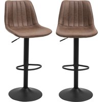 Barhocker 2er Set, Gepolstert Barstuhl mit Metallgestell, Lehne, Höhenverstellbar Küchenstühle mit Fußstütze, 360° Drehbar, Tresenhocker für Küche, von HOMCOM