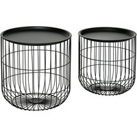 Homcom - Couchtisch rund 2er Set, Beistelltisch mit Stauraum, abnehmbare Tischplatte, Stahlkonstruktion, im Skandidesign, Wohnzimmertisch Kaffeetisch von HOMCOM