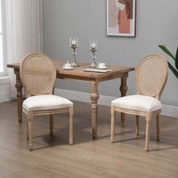 2er Set Esszimmerstühle Küchenstuhl mit Rattan-Rückenlehne Linen-Touch 2er Set Esszimmerstühle Küchenstuhl mit Rattan-Rückenlehne Linen-Touch von HOMCOM