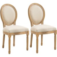 2er Set Esszimmerstühle Vintage Küchenstuhl Polsterstuhl mit Rückenlehne Linen-Touch Massivholz Cremeweiß+Natur 49 x 56 x 96 cm - Homcom 2er Set Esszimmerstühle Vintage Küchenstuhl Polsterstuhl mit Rückenlehne Linen-Touch Massivholz Cremeweiß+Natur 49 x 56 x 96 cm - Homcom von HOMCOM