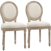 2er Set Esszimmerstühle Vintage Küchenstuhl Polsterstuhl mit Rückenlehne Linen-Touch Massivholz Cremeweiß+Natur 49 x 56 x 96 cm - Homcom 2er Set Esszimmerstühle Vintage Küchenstuhl Polsterstuhl mit Rückenlehne Linen-Touch Massivholz Cremeweiß+Natur 49 x 56 x 96 cm - Homcom von HOMCOM