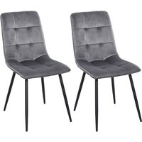2er-Set Esszimmerstuhl Küchenstuhl Esstisch Schaumstoff Metall Grau+Schwarz 45 x 63 x 90 cm von HOMCOM