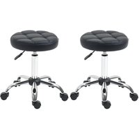 2er-Set Rollhocker höhenverstellbar, Drehhocker 48-63 cm, Arbeitshocker 360° drehbar, Bürohocker für Büro, Salon, Massage, Spa, Schwarz - Homcom von HOMCOM