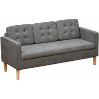 3-Sitzer Sofa Stoffsofa Doppelsofa abnehmbar mit Kissen Gummiholz Baumwoll Grau - Grau - Homcom von HOMCOM