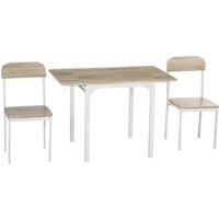 3 TLG Esszimmergruppe 2 Stühle und 1 Tisch klappbare Tischplatte Stahl MDF Natur+Weiß 110x70x75cm von HOMCOM