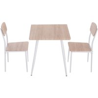 3-teilige Essgruppe, Esstisch Set Holzmaserung MDF, Metall, Nautr+ mit 1 Tisch + 2 Stühlen, - weiss von HOMCOM