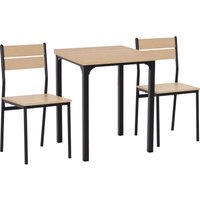 3-teilige Essgruppe Esstisch mit 2 Stühlen Platzsparend Esszimmergruppe Sitzgruppe für Esszimmer, Küche Naturholzmaserung+Schwarz - Homcom von HOMCOM