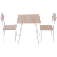 3-teilige Essgruppe Esstisch mit 2 Stühlen Esszimmergruppe mit Metallgestell Sitzgruppe für Esszimmer, Küche Nautr+Weiß - Homcom 3-teilige Essgruppe Esstisch mit 2 Stühlen Esszimmergruppe mit Metallgestell Sitzgruppe für Esszimmer, Küche Nautr+Weiß - Homcom von HOMCOM