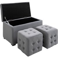 3-teiliges Set mit Stauraum, 2 x Sitzhocker, Polster-Sitztruhe, Fußhocker, Aufbewahrungsbox, Fußablage, belastbar bis 130 kg, Mikrofaserstoff, 3-teiliges Set mit Stauraum, 2 x Sitzhocker, Polster-Sitztruhe, Fußhocker, Aufbewahrungsbox, Fußablage, belastbar bis 130 kg, Mikrofaserstoff, von HOMCOM