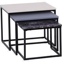 3er Set Couchtisch Metallfuß MDF 3 Farben 55 x 40 x 45 cm/48 x 37 x 40 cm/41 x 34 x 35 cm von HOMCOM