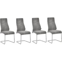 Homcom - 4er Set Esszimmerstühle Küchenstuhl mit Rückenlehne Freischwinger Schwingstuhl Sitzfläche für Küche Wohnzimmer Stahl Grau 45 x 61 x 98 cm von HOMCOM