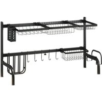 Abtropfgestell Geschirr 2-stufiges Abtropfgitter 51-93 cm Abtropfständer von HOMCOM