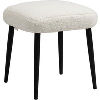HOMCOM Fußhocker Sitzhocker Quadratischer Schminkhocker Fußstütze mit Kaschmir-Optik, Stahlbeine, für Wohnzimmer, Schlafzimmer, Cremeweiß, 42 x 42 x von HOMCOM