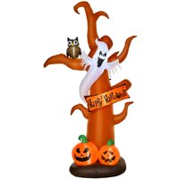 Aufblasbarer Halloween Baum Kürbis Deko Figur Luftfigur mit LED Beleuchtung Polyester Braun 156 x 107 x 274 cm von HOMCOM