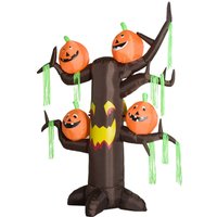 Aufblasbarer Spukbaum Kürbis Halloween Deko Figur Luftfigur mit LED Beleuchtung, Polyester, 180x80x240cm von HOMCOM
