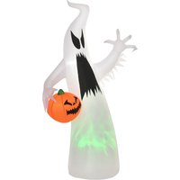 Aufblasendes Spuk Gespenst Halloween Dekoration LED beleuchtet Weiß von HOMCOM
