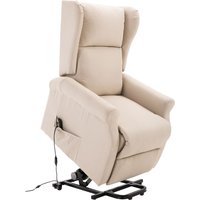 Aufstehsessel Fernsehsessel mit Aufstehhilfe elektrisch Liegefunktion Leinen Creme 72,5 x 94 x 109cm von HOMCOM