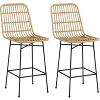 Barhocker 2er-Set, Barstuhl mit Rückenlehne aus PE-Rattan, Gelb Barhocker 2er-Set, Barstuhl mit Rückenlehne aus PE-Rattan, Gelb von HOMCOM