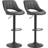 Barhocker-Set, 2 Hocker, Küchenhocker, Lederoptik, drehbar mit Fußstütze von HOMCOM