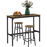 Bartisch-Set 3tlg. Bartisch mit Barhocker Set Essgruppe im Industriestil von HOMCOM