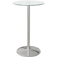 Bartisch Stehtisch, Runder Tisch, gehärtet Glasplatte, modernes Design, 60 x 60 x 102 cm, Silber - Transparent von HOMCOM