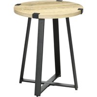 Beistelltisch, runde Holztischplatte, Retro-Design, Stahlbeine, 46 x 46 x 56 cm - Naturholz von HOMCOM