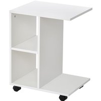 Beistelltisch in C-Form, Kaffeetisch, Couchtisch, Standtisch, Eckschreibtisch, Weiß von HOMCOM
