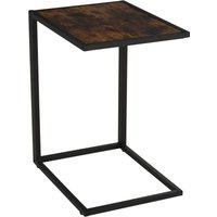 Beistelltisch in C-Form Couchtisch Standtisch Tisch Metall MDF Rustikal-Braun 40,6 x 50,8 X 64,2 cm von HOMCOM