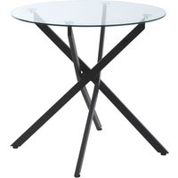 Beistelltisch mit Sicherheitsglas runder Couchtisch Metall Schwarz 80 x 80 x 75 cm von HOMCOM