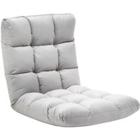 Bodenstuhl 3-in-1 Klappbar Bodensessel mit Rückenlehne 13 Positionen Verstellbare Klappliege Sitzkissen Grau Metall Schaumstoff 55 x 71 x 53,5 cm von HOMCOM