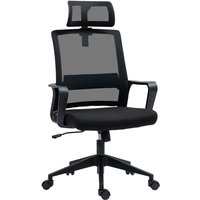 Bürostuhl Ergonomischer Schreibtischstuhl mit Armlehne, Verstellbar Kopfstütze, Höhenverstellbarer Mesh Drehstuhl mit Wippfunktion, Schwarz - Homcom Bürostuhl Ergonomischer Schreibtischstuhl mit Armlehne, Verstellbar Kopfstütze, Höhenverstellbarer Mesh Drehstuhl mit Wippfunktion, Schwarz - Homcom von HOMCOM
