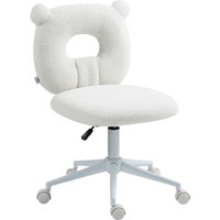 Bürostuhl Höhenverstellbarer Schreibtischstuhl Teddy-Vlies Drehstuhl Weiß von HOMCOM
