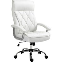 Chefsessel Bürostuhl Schreibtischstuhl Drehstuhl ergonomisch mit Wippenfunktion höhenverstellbar Rautenmuster modern elegant luxuriös PU-Leder Metall Schaumstoff Weiß 66x69x121 cm Chefsessel Bürostuhl Schreibtischstuhl Drehstuhl ergonomisch mit Wippenfunktion höhenverstellbar Rautenmuster modern elegant luxuriös PU-Leder Metall Schaumstoff Weiß 66x69x121 cm von HOMCOM