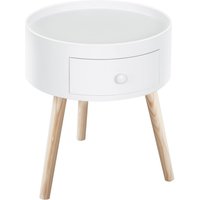 Couchtisch, Beistelltisch mit Schublade Runder Kaffeetisch bis 50 kg Weiß von HOMCOM
