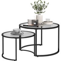 Couchtisch 2er-Set, Beistelltisch mit Stahlgestell, Kaffeetisch, Schwarz von HOMCOM