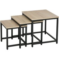 Couchtisch 3er-Set Beistelltisch Satztisch Sofatisch mit Holzoptik, Stahl von HOMCOM