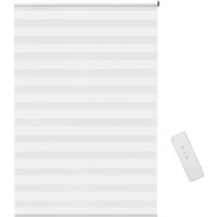 Homcom - Doppelrollo mit Fernbedienung, USB-Schnittstelle, aufladbarer Akku, 120 cm x 180 cm x 7 cm, Weiß - Weiß von HOMCOM