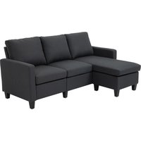 Ecksofa Stoffsofa Eckcouch Couchgarnitur mit wendbarer Chaiselongue L-Form Leinen Dunkelgrau 197 x 139 x 91 cm von HOMCOM
