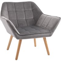 Einzelsessel Armlehnsessel Relaxsessel mit Holzbeine, Samtoptik, Grau von HOMCOM