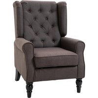 Einzelsessel Relaxsessel Einzelstuhl mit Tufting Holzfüße Polyester Braun 76 x 86 x 108 cm von HOMCOM