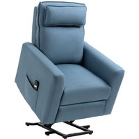 Elektrischer Aufstehsessel Relaxsessel mit Aufstehhilfe, Samt, Blau von HOMCOM