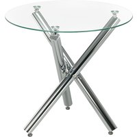 Esstisch, runde Hartglasplatte, randloses Design, für 2-4 Personen, Stahlbeine, 80 x 80 x 74 cm - Transparent von HOMCOM