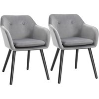 Esszimmerstühle 2er-Set Küchenstuhl mit Rückenlehne, Samtoptik, Polsterstuhl mit Buchenholzbeine, für Wohnzimmer, Grau, 54 x 56 x 74 cm - Homcom Esszimmerstühle 2er-Set Küchenstuhl mit Rückenlehne, Samtoptik, Polsterstuhl mit Buchenholzbeine, für Wohnzimmer, Grau, 54 x 56 x 74 cm - Homcom von HOMCOM