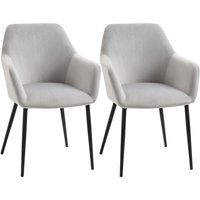 Esszimmerstühle 2er Set Küchenstuhl mit Rückenlehne, Samtoptik, Polsterstuhl mit Stahlbeine für Wohnzimmer, Hellgrau 54 x 57 x 80 cm - Homcom Esszimmerstühle 2er Set Küchenstuhl mit Rückenlehne, Samtoptik, Polsterstuhl mit Stahlbeine für Wohnzimmer, Hellgrau 54 x 57 x 80 cm - Homcom von HOMCOM