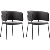 Esszimmerstühle 2er Set Küchenstuhl mit Rückenlehne, Stahlbeine, Polsterstuhl mit Samtoptik für Wohnzimmer, Küche, Grau 57 x 53 x 73 cm - Homcom Esszimmerstühle 2er Set Küchenstuhl mit Rückenlehne, Stahlbeine, Polsterstuhl mit Samtoptik für Wohnzimmer, Küche, Grau 57 x 53 x 73 cm - Homcom von HOMCOM